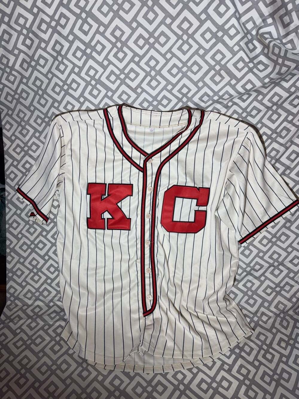 Vintage style KC Baseball Jersey #5 White Pinstripe Red Black Adult Size XLarge